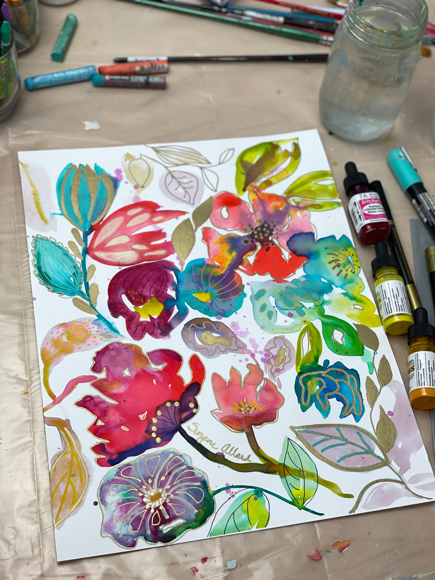 Shimmering Gold Florals with Suzanne Allard